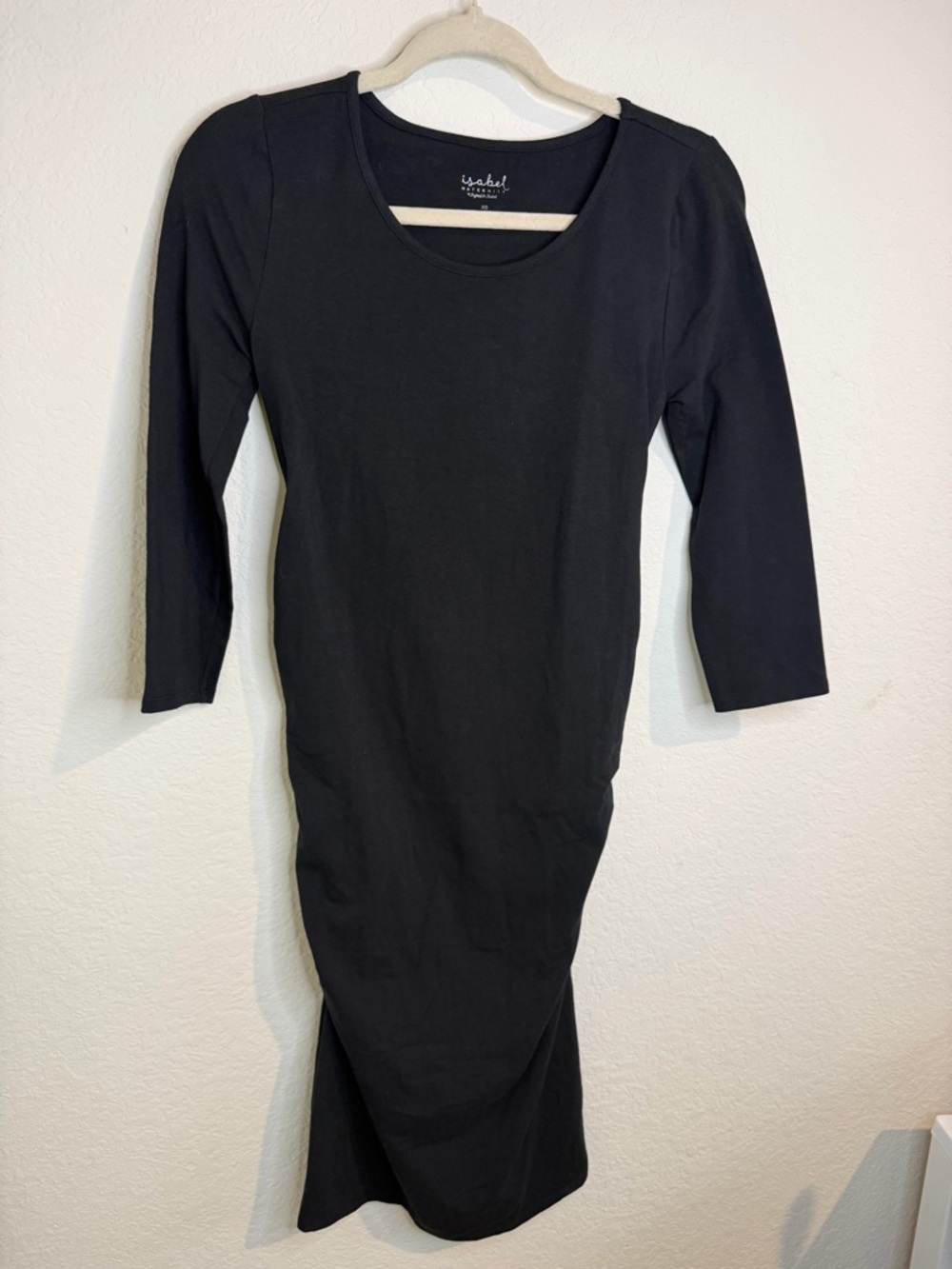 Isabel Maternity Black Scoop Neck Midi Dress